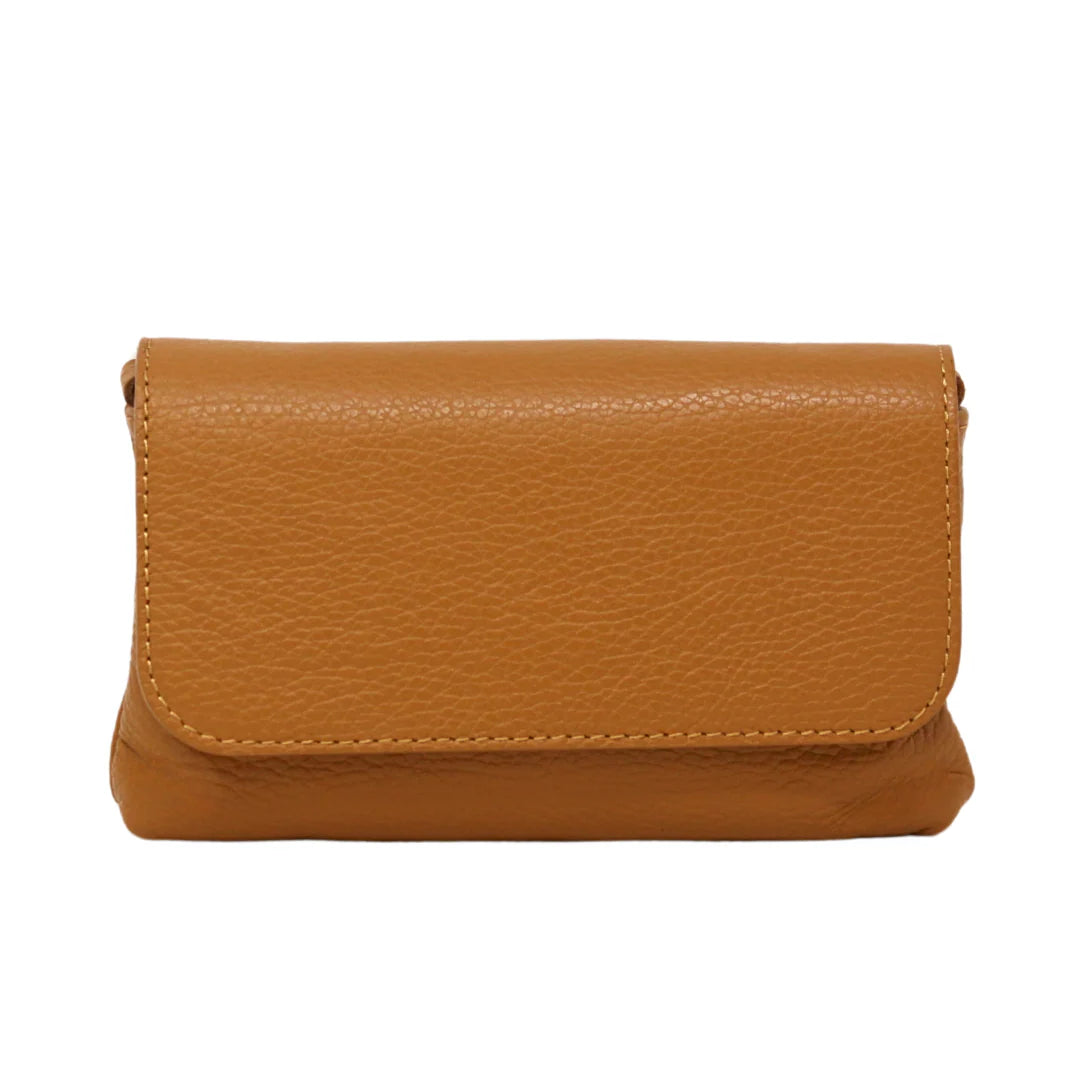 German Fuentes Leather Crossbody Clutch - Camel