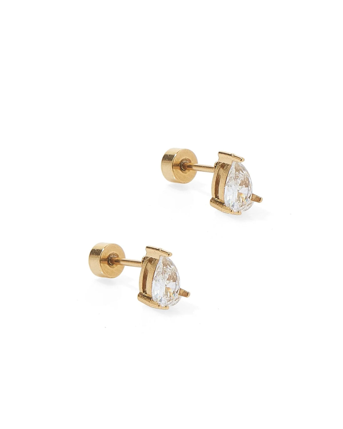 Paige Pear Gold Screwback Stud Earrings