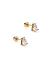 Paige Pear Gold Screwback Stud Earrings