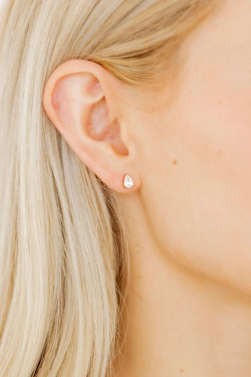 Paige Pear Gold Screwback Stud Earrings
