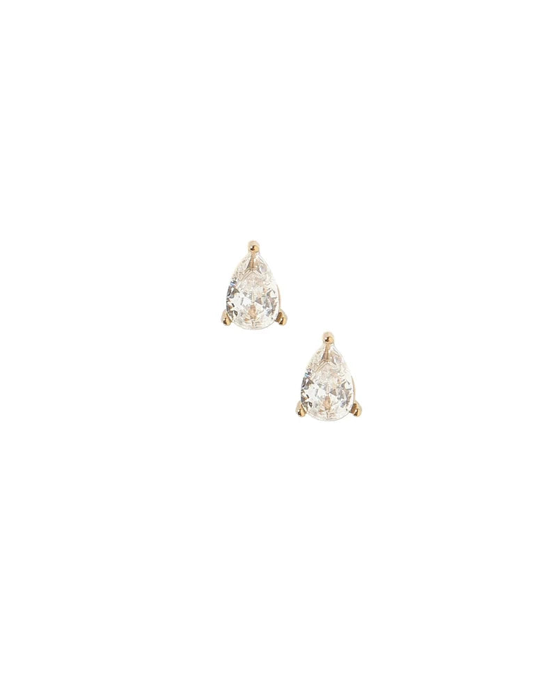 Paige Pear Gold Screwback Stud Earrings