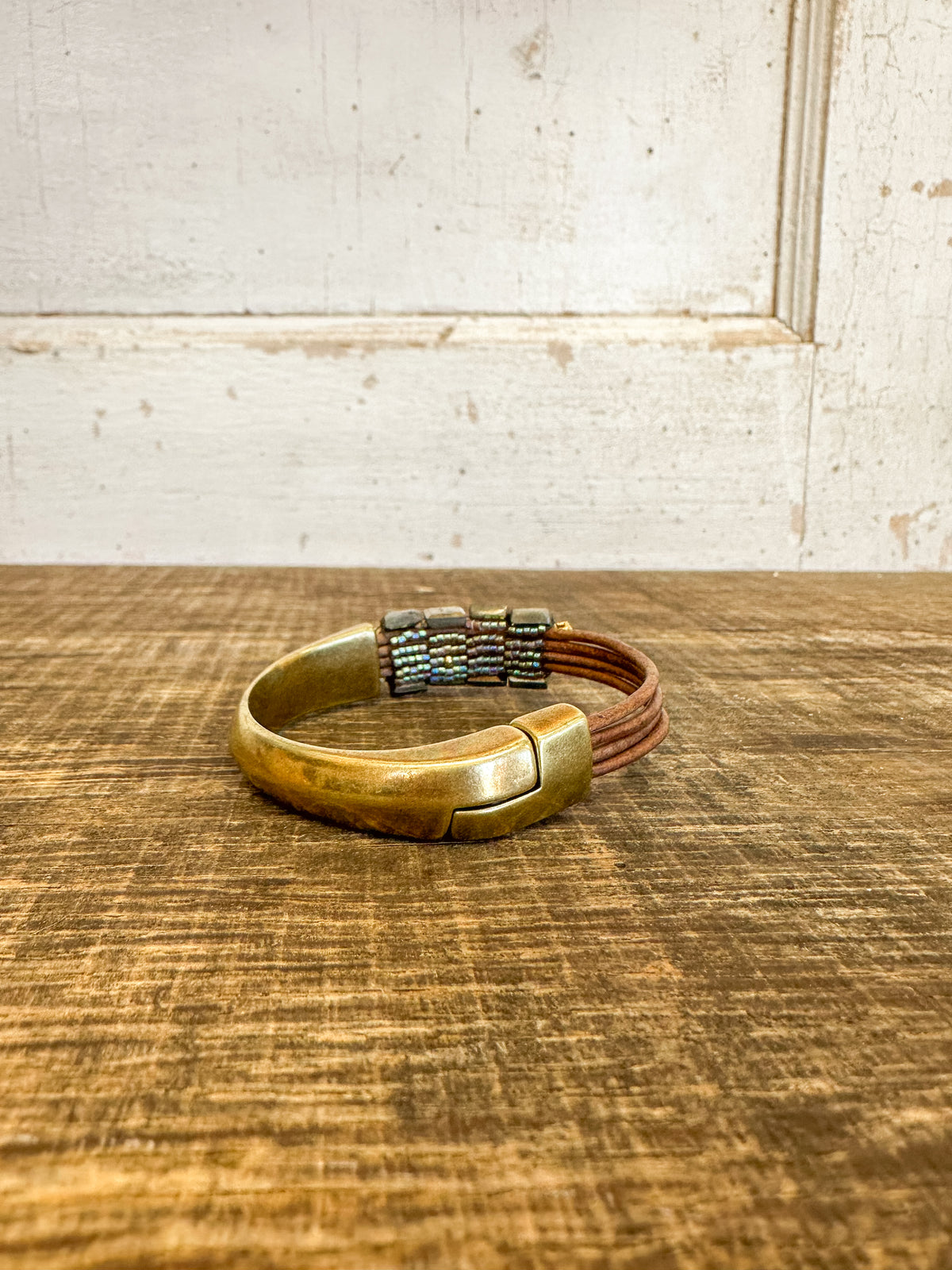 Pyrite Leather Bracelet