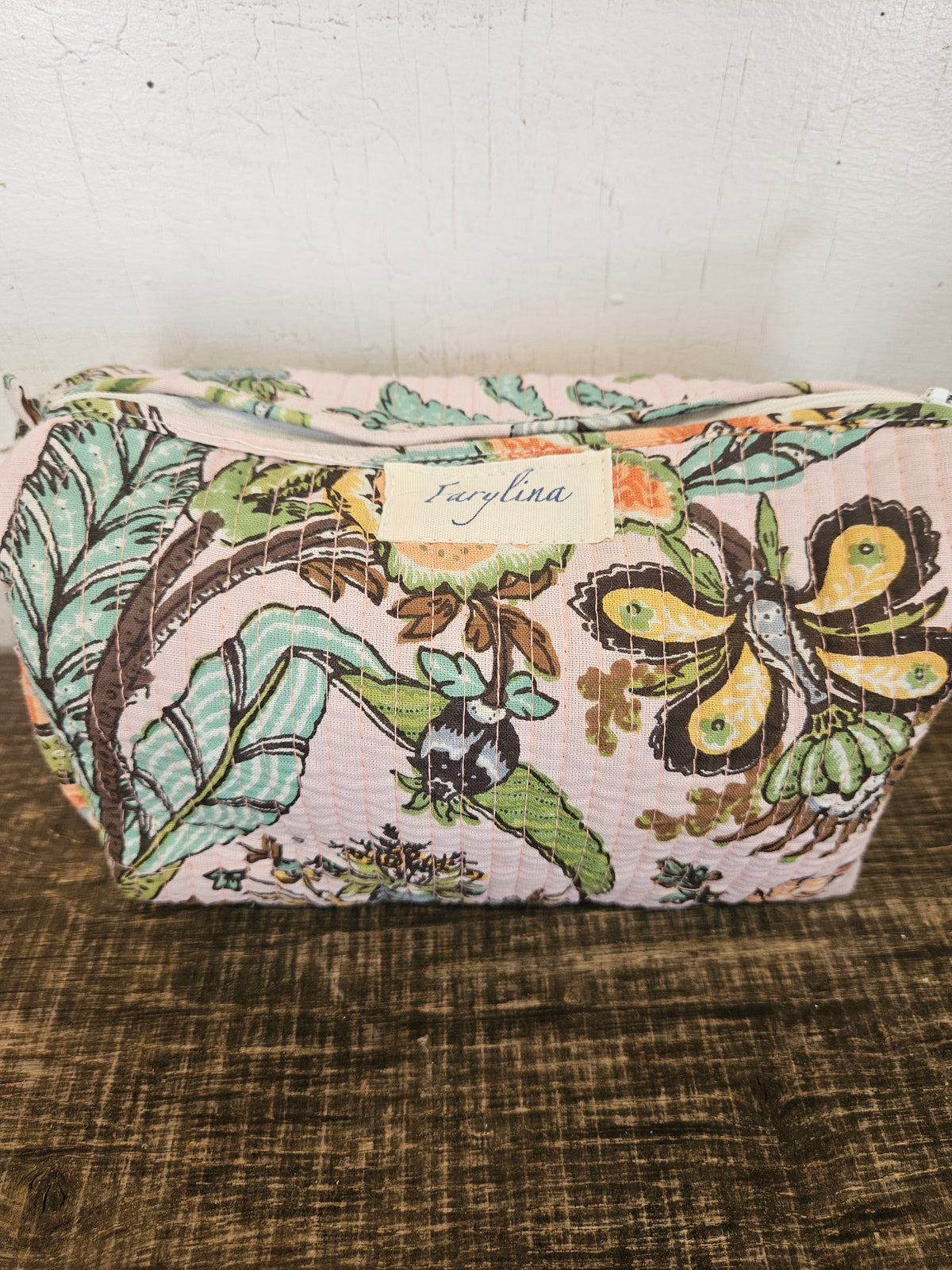Pink & Green Quilted Cosmetic Bag - Multiple Sizes