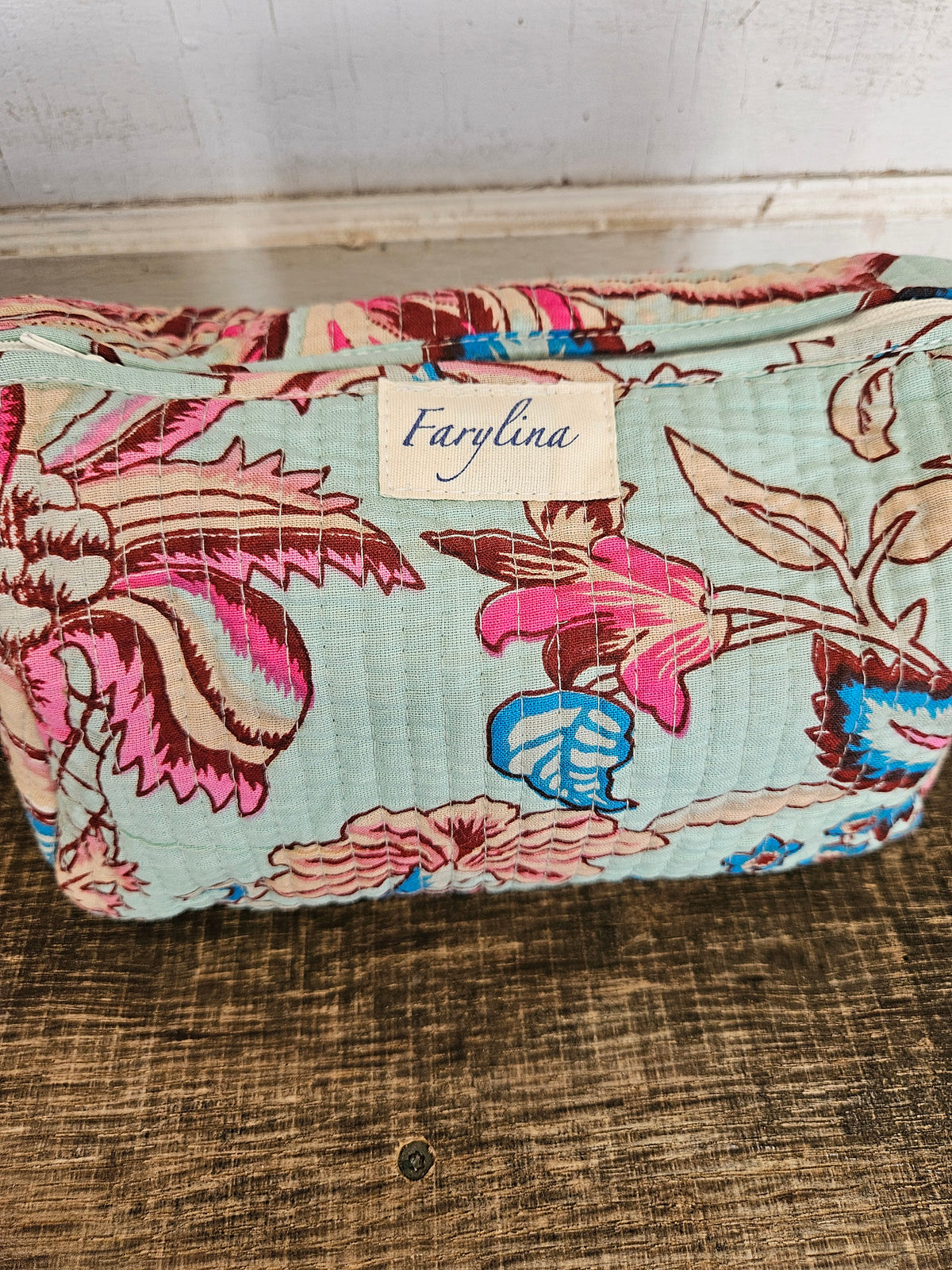 Mint Quilted Cosmetic Bag - Multiple Sizes
