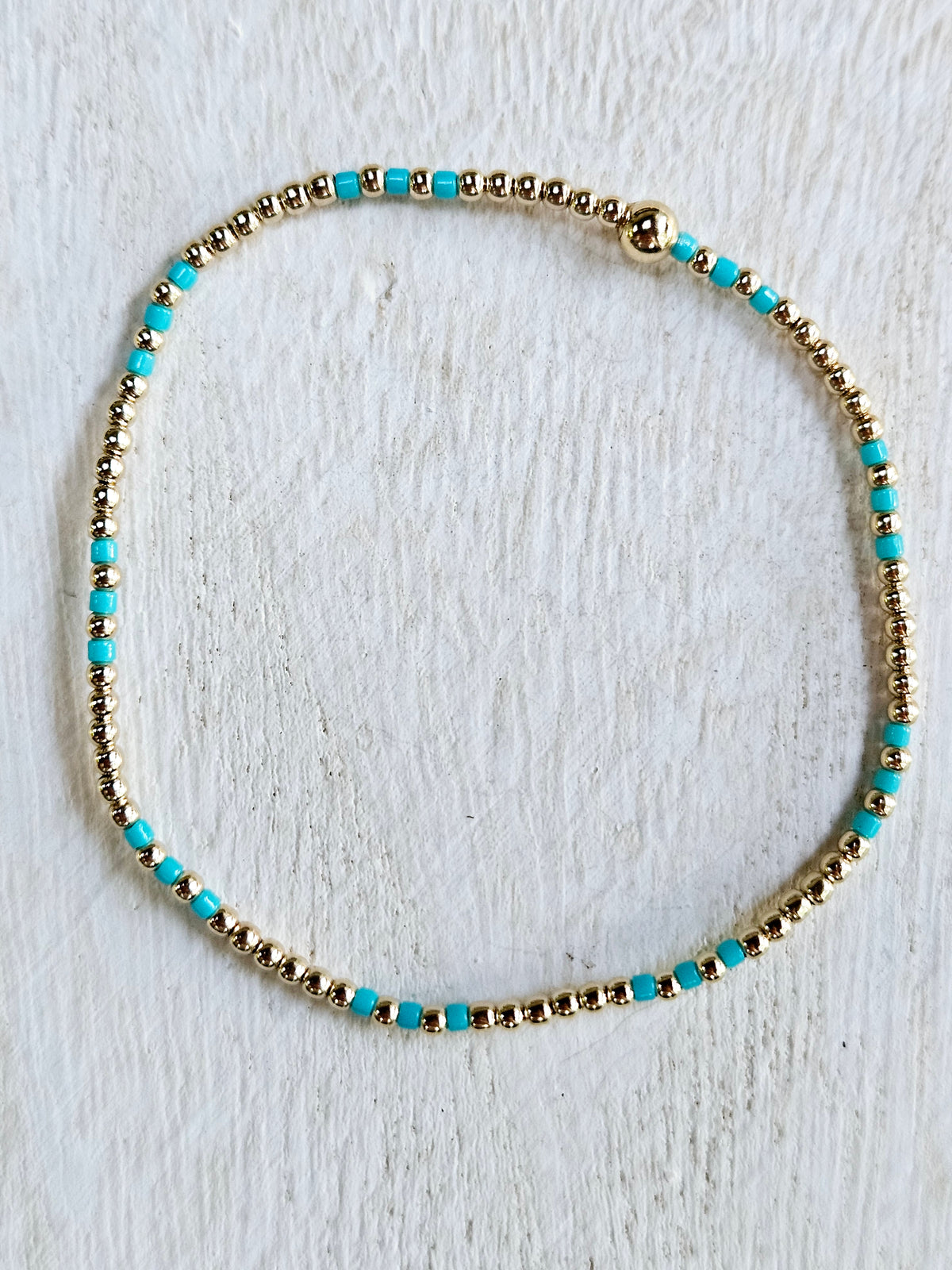 Hope Joy Pattern 2mm Bead Bracelet - Turquoise