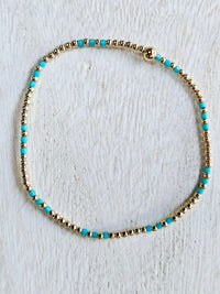 Hope Joy Pattern 2mm Bead Bracelet - Turquoise