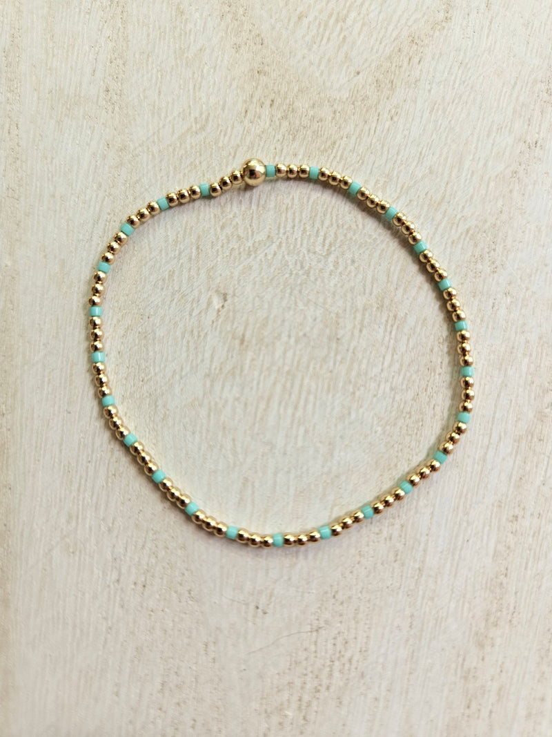 Hope Sincerity Pattern 2mm Bead Bracelet - Mint