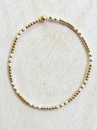 Hope Joy Pattern 2mm Bead Bracelet - White