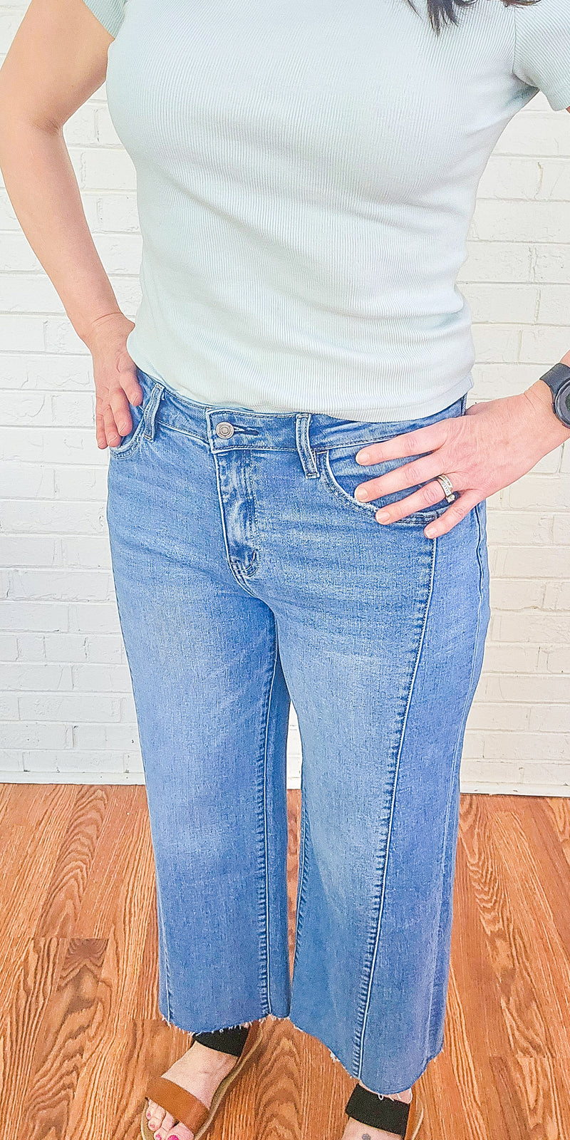 Olivia High Rise Twist Wide Leg Jeans