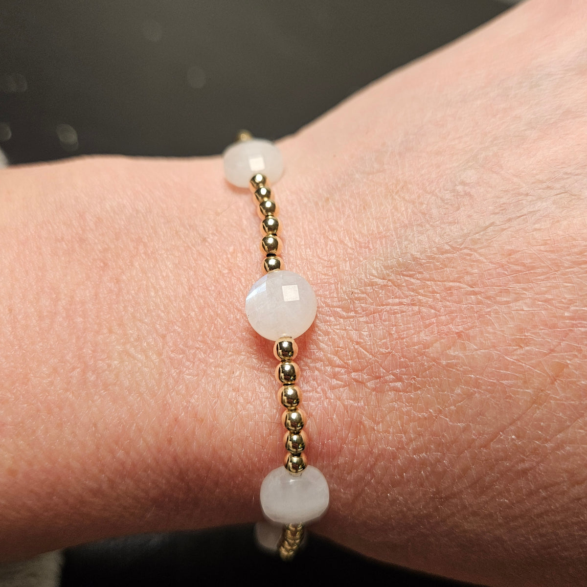 Admire Gold 3mm Bead Bracelet - Moonstone