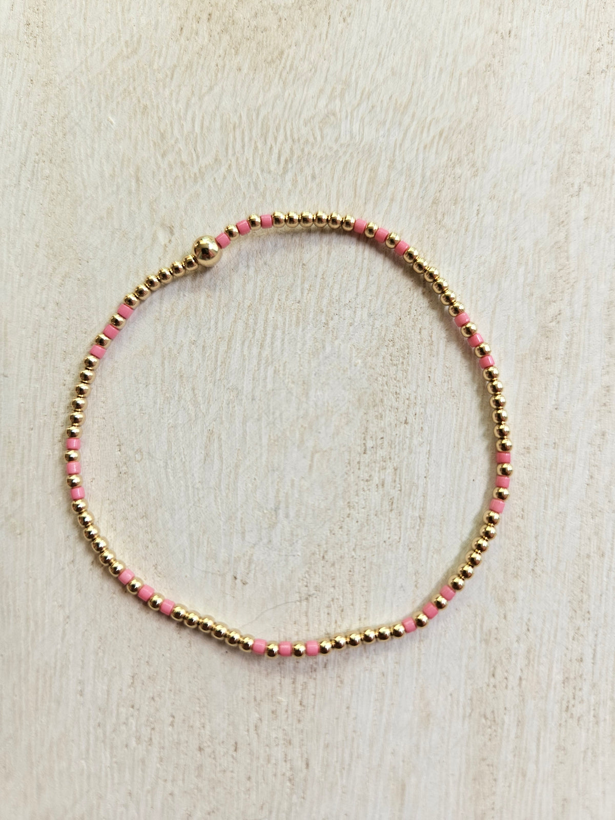 Hope Joy Pattern 2mm Bead Bracelet - Bright Pink