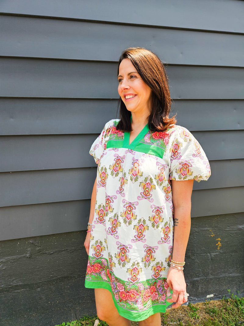 Amy Floral Print Puff Sleeve Dress
