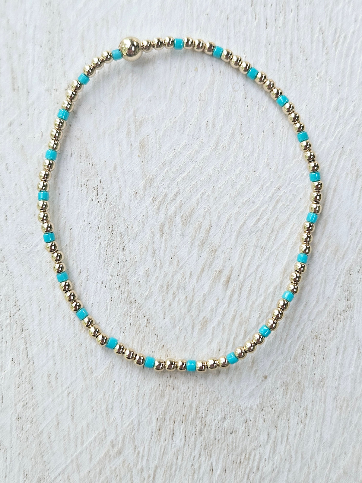 egirl Hope Sincerity Pattern 2mm Bead Bracelet - Turquoise