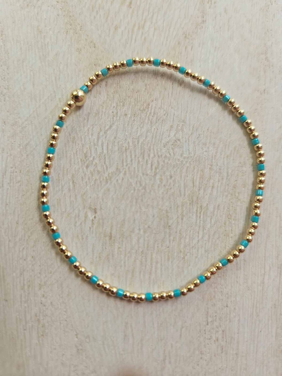 Hope Sincerity Pattern 2mm Bead Bracelet - Turquoise