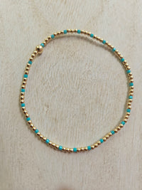 Hope Sincerity Pattern 2mm Bead Bracelet - Turquoise