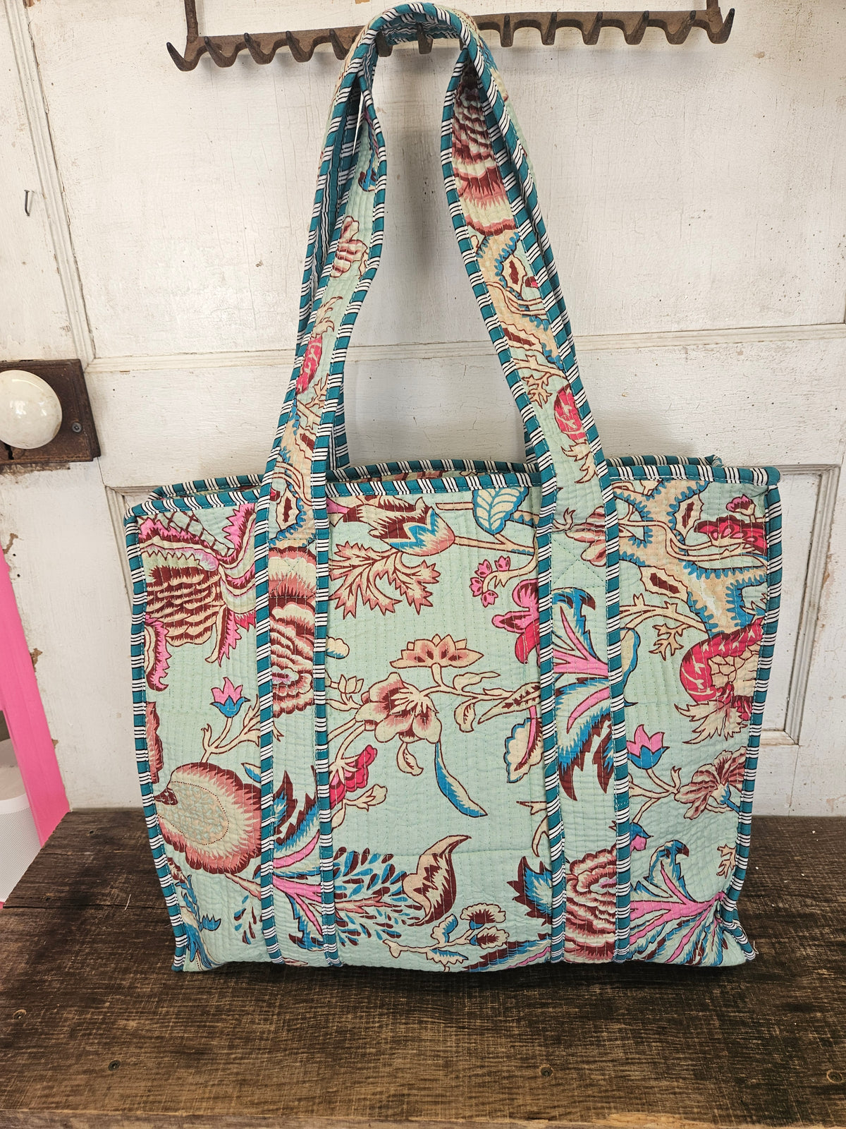 Pink & Green Quilted Tote