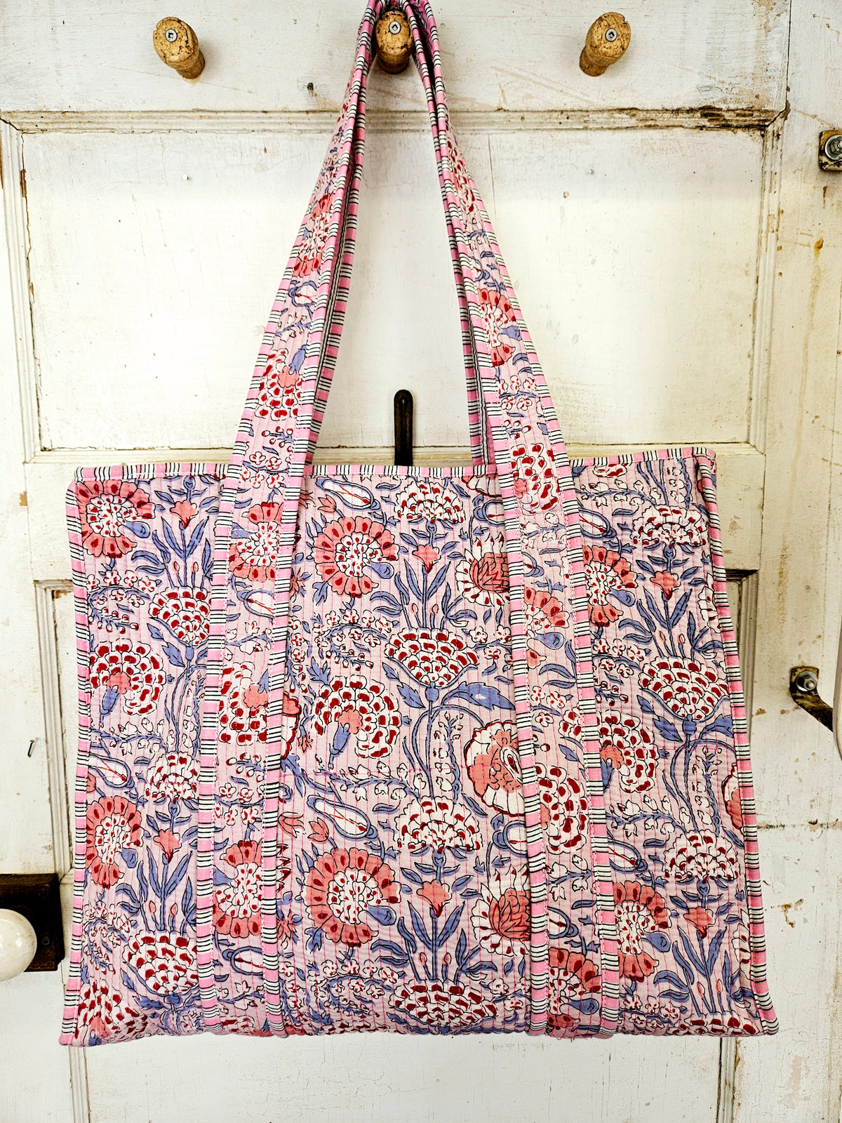 Pink, Blue & Red Quilted Tote