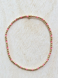 Hope Sincerity Pattern 2mm Bead Bracelet - Bright pink