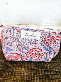 Pink, Blue & Red Quilted Cosmetic Bag - Multiple Sizes