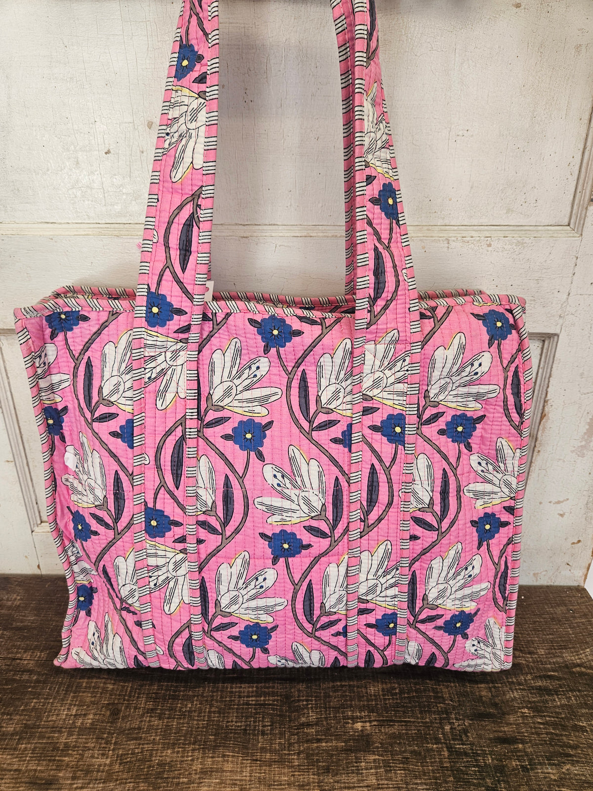 Pink, Blue & Yellow Quilted Tote