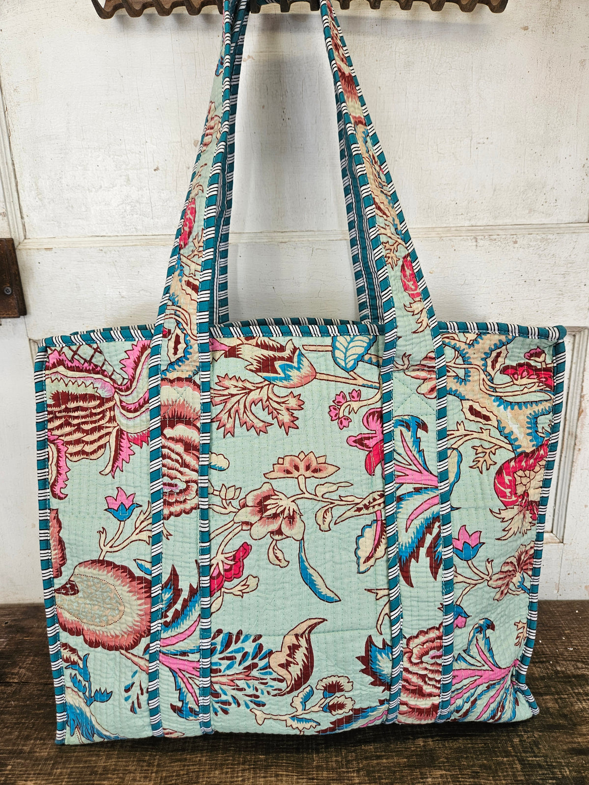 Mint Quilted Tote