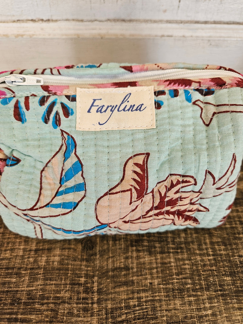 Mint Quilted Cosmetic Bag - Multiple Sizes