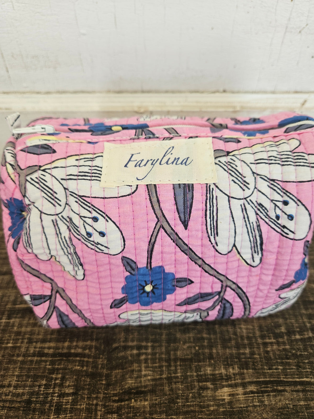 Pink, Blue & Yellow Quilted Cosmetic Bag - Multiple Sizes