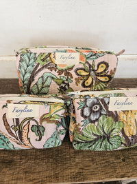 Pink & Green Quilted Cosmetic Bag - Multiple Sizes
