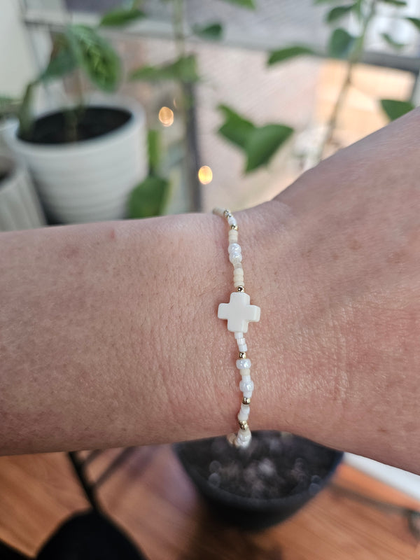 Hope Unwritten Signature Cross Bracelet - Call Me On My Shellphone