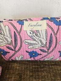 Pink, Blue & Yellow Quilted Cosmetic Bag - Multiple Sizes
