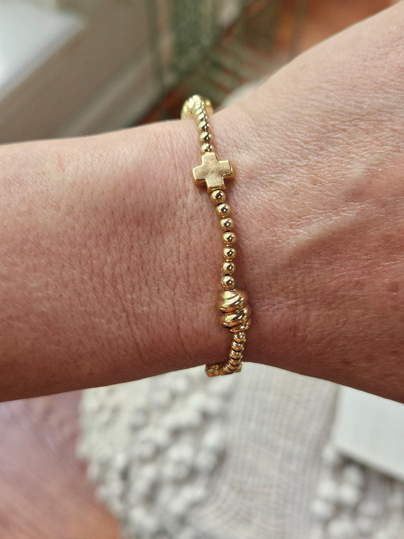 Signature Cross Admire Gold 3mm Bead Bracelet