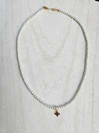 15" Choker Classic Pearl 3mm Bead - Signature Cross