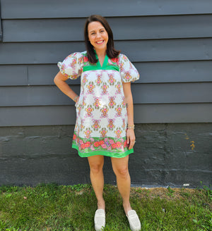Amy Floral Print Puff Sleeve Dress