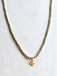 15" Choker Classic Gold 3mm Bead - Signature Cross
