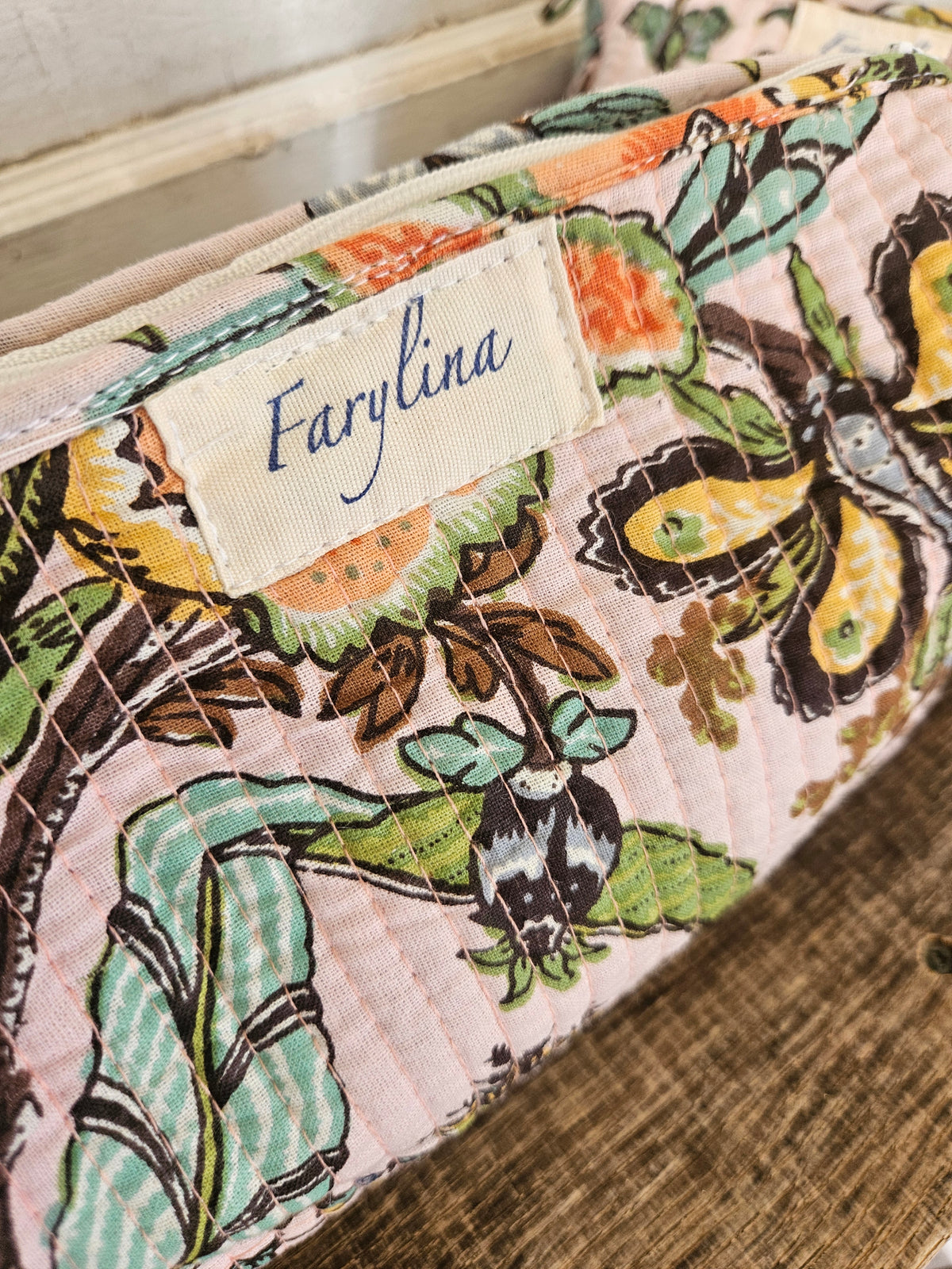 Pink & Green Quilted Cosmetic Bag - Multiple Sizes