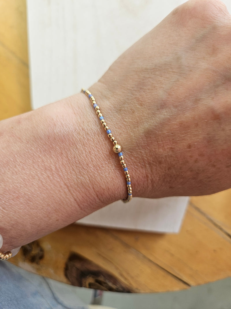 Hope Sincerity Pattern 2mm Bead Bracelet - Bright Blue