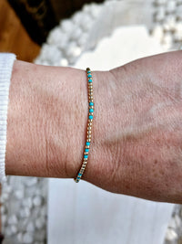 Hope Joy Pattern 2mm Bead Bracelet - Turquoise