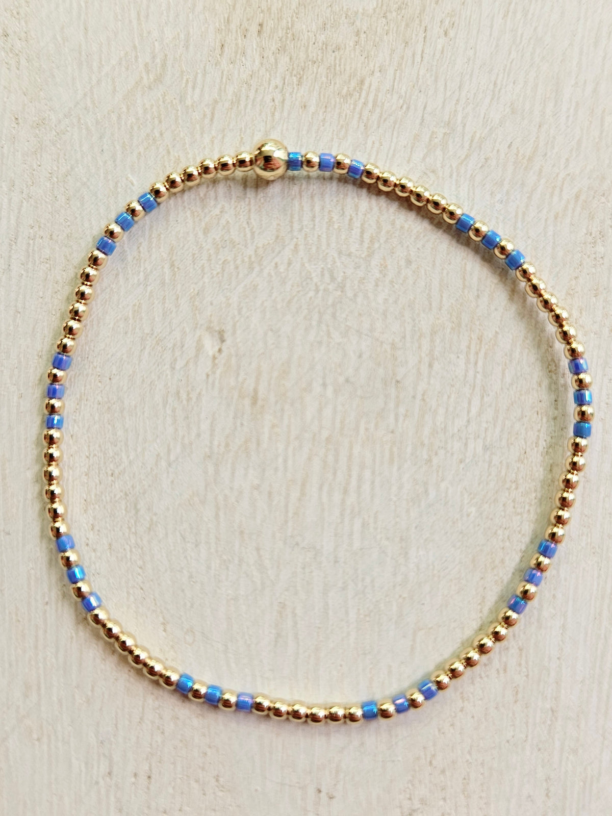 Hope Joy Pattern 2mm Bead Bracelet - Bright Blue