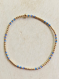 Hope Joy Pattern 2mm Bead Bracelet - Bright Blue