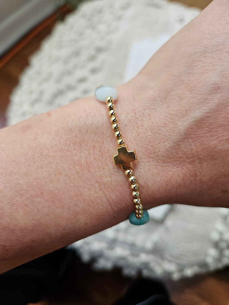 Signature Cross Admire Gold Pattern 3mm Bead Bracelet - Hot Mess