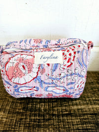 Pink, Blue & Red Quilted Cosmetic Bag - Multiple Sizes