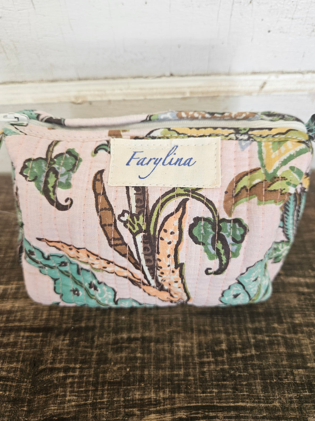 Pink & Green Quilted Cosmetic Bag - Multiple Sizes