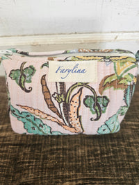 Pink & Green Quilted Cosmetic Bag - Multiple Sizes