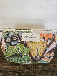 Pink & Green Quilted Cosmetic Bag - Multiple Sizes