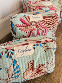 Mint Quilted Cosmetic Bag - Multiple Sizes