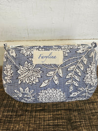 Steel Blue Quilted Cosmetic Bag - Multiple Sizes