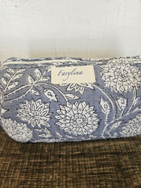 Steel Blue Quilted Cosmetic Bag - Multiple Sizes
