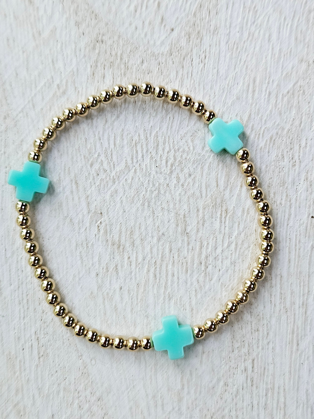egirl Signature Cross Gold 3mm Bracelet - Mint