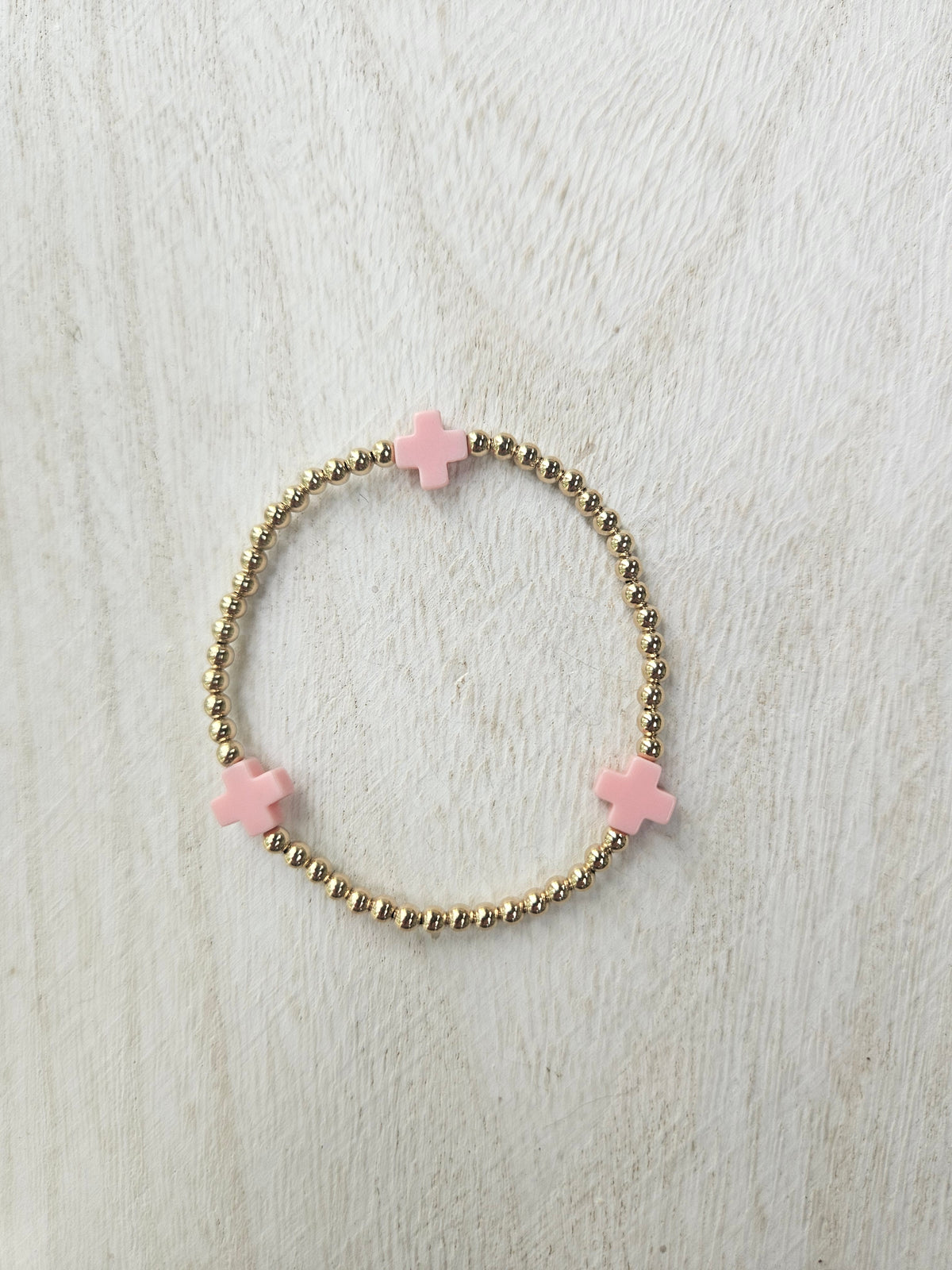 egirl Signature Cross Gold 3mm Bracelet - Pink