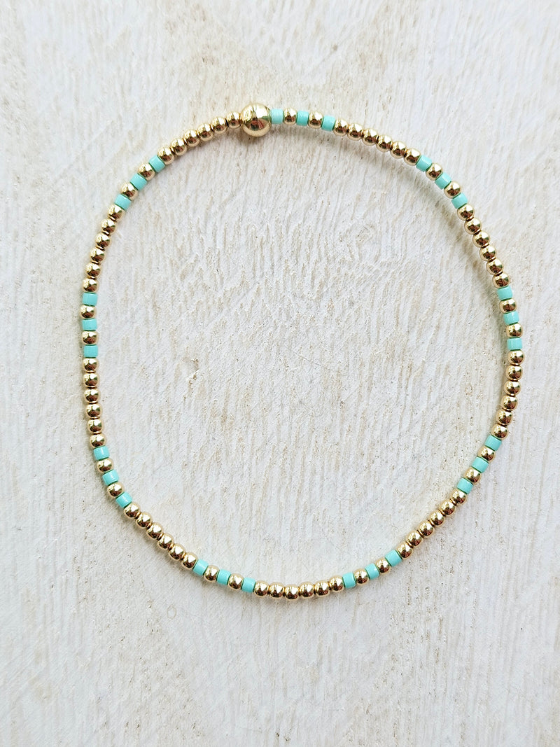 Hope Joy Pattern 2mm Bead Bracelet - Mint